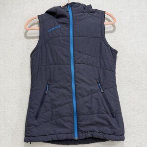 Mammut Vest Womens XS Blue Primaloft Hooded Quilted Insulated Zip 1010-19170
